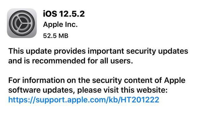 聊城苹果手机维修分享iOS12.5.2发布，建议所有老苹果用户安装 